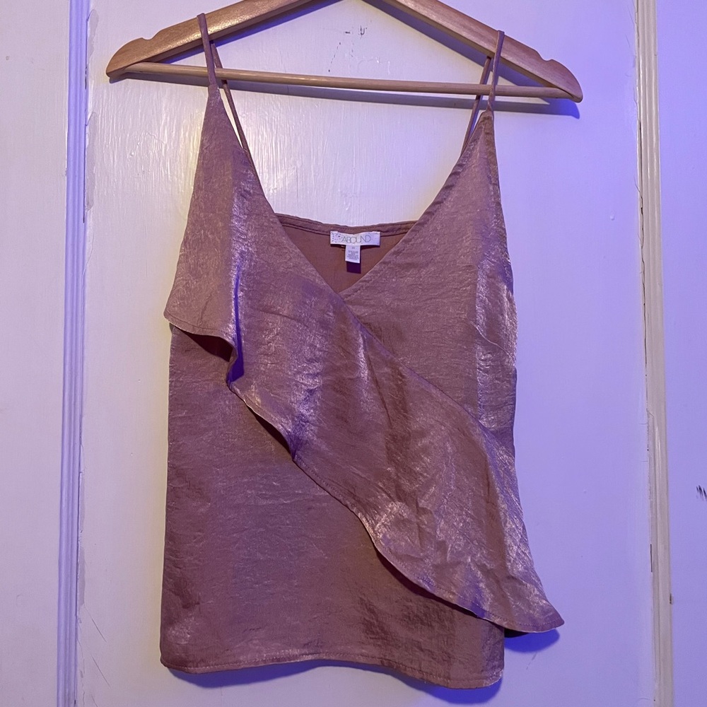 shiny loose ruffed tank top